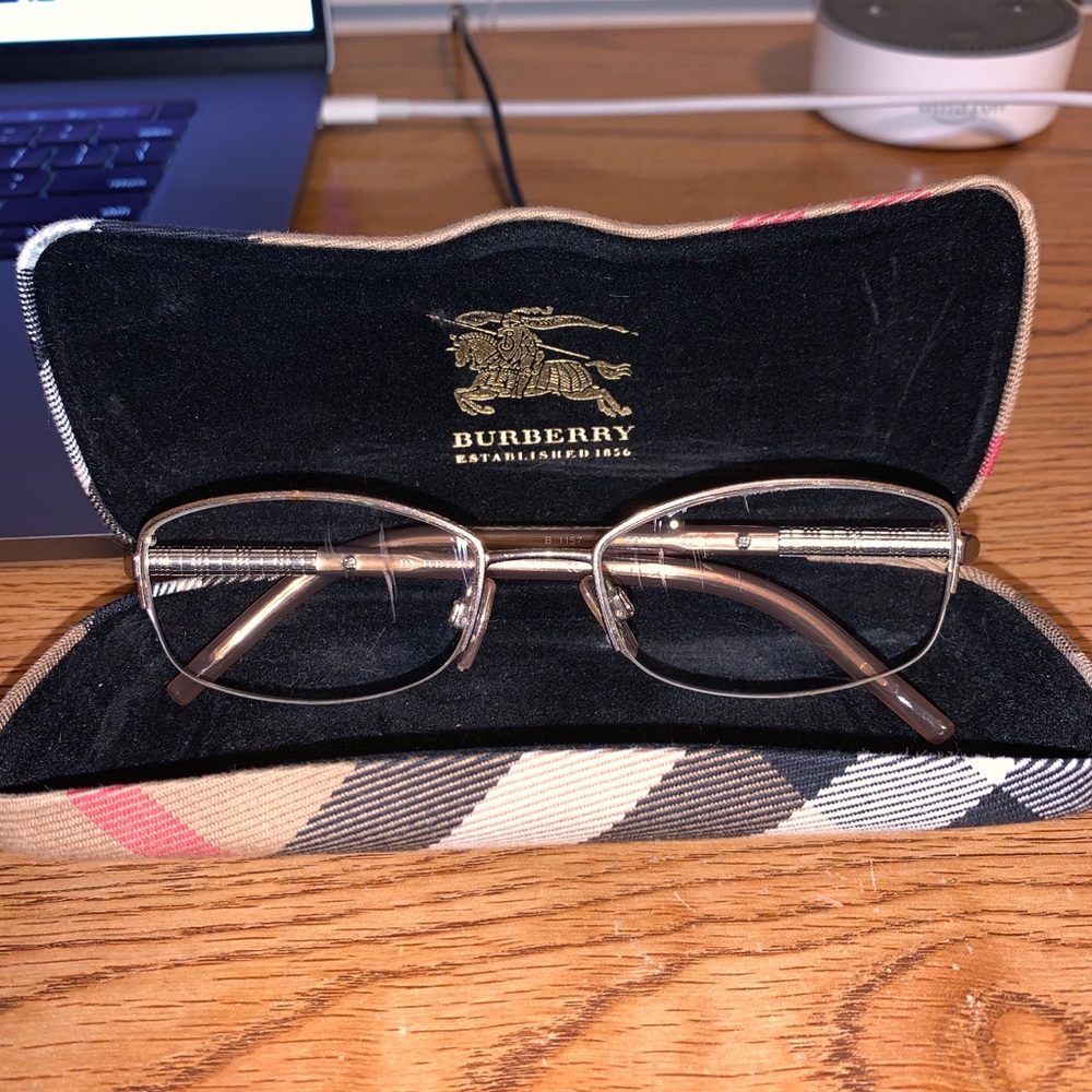 Burberry B1157 Silver/Burgundy Half Rim